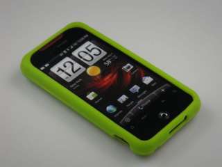 GREEN SOFT RUBBER SILICONE SKIN COVER CASE 4 HTC INCREDIBLE 6300 