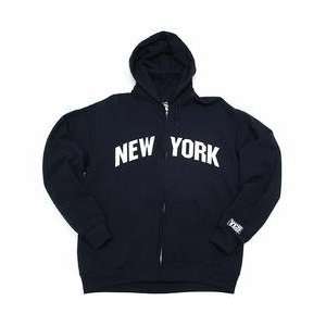  YES Network Felt Letter Zip Hooded Sweatshirt   Navy Large 