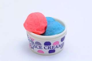 Japanese Eraser ICE CREAM Pink & Blue Scoops in Tub  