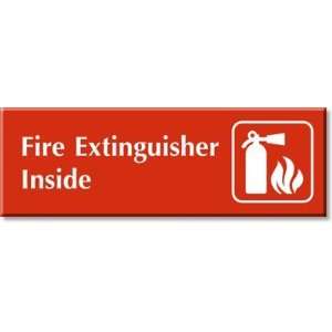 Fire Extinguisher Inside (with Graphic) Outdoor Engraved Sign, 12 x 4 