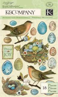 BOTANICAL BIRDS 3D Scrapbook Stickers K&Company NEW  