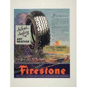  1932 ORIGINAL Print Ad Firestone Tire Gold Standard 