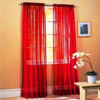 Piece Sheer Voile Window Curtain Panel   Solid Red NEW  
