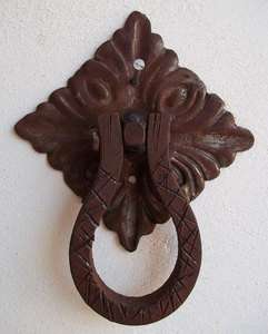 wrought iron rusty ring door pull knocker blacksmith  