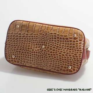   MADAME Luxurious Italian Leather Handbag Purse Tote Bag CROCODILE New
