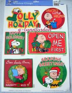PEANUTS GANG SNOOPY CHRISTMAS WINDOW CLINGS *JOLLY* NEW  