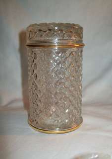 vintage Avon clear pressed glass jar vase with lid top missing 5 1/4 