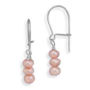   Pink Cultured Freshwater Pearl French Wire Earrings, Ages 3   9 years