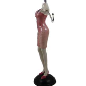 Porcelain Doll Jewelry Mannequin Stand Organizer Red  