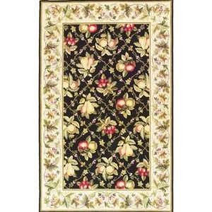 Oriental Rugs COL1749 Colonial Black / Ivory Summer Fruits Novelty Rug 