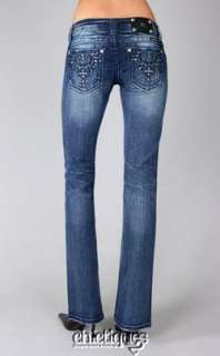 Miss Me Jeans Infamous Embossed Smoky Rhinestone Denim Boot Cut 