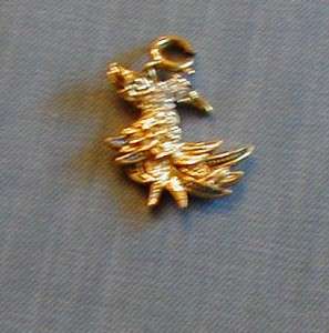 NOLAN MILLER GOLD TONE BLUE HERON CHARM AFTER HIS FAMOUS BROOCHE 