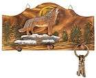 Howling Wolf Carved Pine Wood Wall Hook Key Holder Wolves Picture 