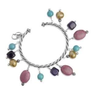   Sterling Silver Multi Gemstone Pastel Illusions Gift Cuff Bracelet