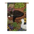 Garden Cat In Basket Decorative Spring House Flag by Evergreen