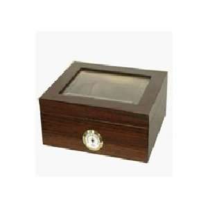   Oak 20   50 Cigar Glasstop Humidor with Walnut Finish