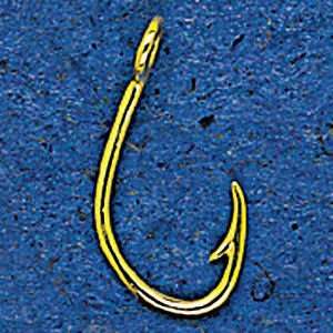   Edwards 14K Gold 20MM Fish Hook Nautical Pendant