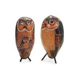  Mate gourds, Wise Owls (pair)