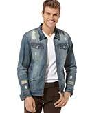    Chor Denim Jacket, Distressed Zip Front  