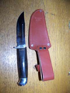   TERRITORY STAINLESS STEEL HUNTING FISHING KNIFE + LEATHER SHEATH