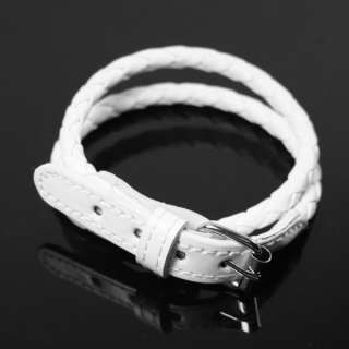Korean Fashion Leather Double Wrap Belt Bracelet White  