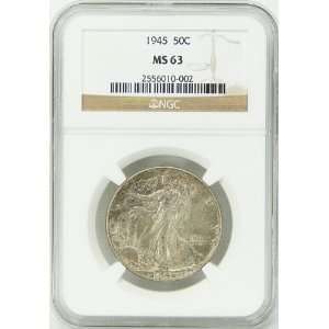  1945 P MS63 Silver Walking Liberty Half Dollar Graded by 