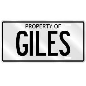  NEW  PROPERTY OF GILES  LICENSE PLATE SIGN NAME