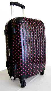 Piece Luggage Set Hard Rolling 4 Wheels Spinner Travel Bag Polka 