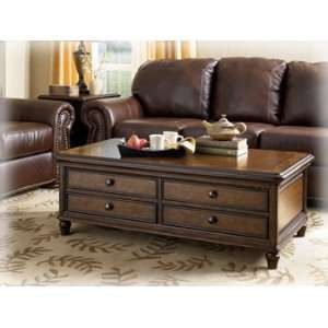  Traditional Dark Brown Jamison Cocktail Table With Storage 