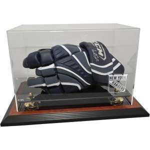  Hockey Player Glove Display Case, Brown   New York Rangers 