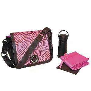    Kalencom Black Pink Zebra Print Diaper Bag Tote Set Kalencom Baby