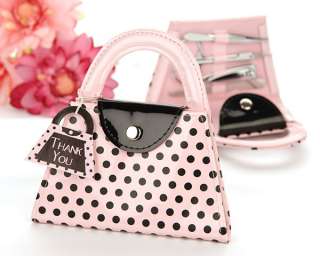 Pink Polka Purse Handbag Shaped Manicure Favor Set  
