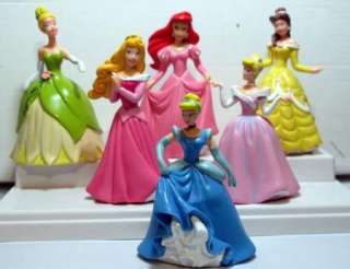   Princess Cinderella Belle Ariel Aurora Figures Lot Of 6pc Cake Topper
