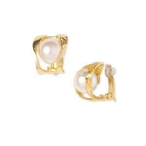  Majorica Ribbon Collection 10mm Pearl Clip Earrings 
