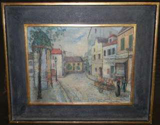 60s SCHOOL OF MAURICE UTRILLO OIL PAINTING PARIS W FRM  