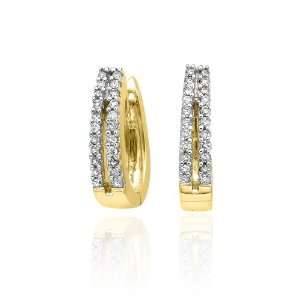    14K Yellow Gold 1/2 ct. Diamond Huggie Earrings Katarina Jewelry