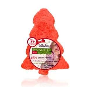 Spongeables Shower Gel in a Sponge (Red Tree) 7+ Uses Holiday Scent 