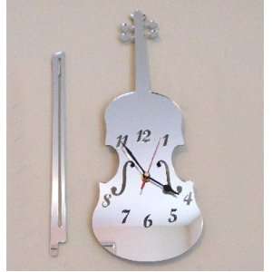 Violin Clock Mirror with Bow 40cm x 25cm