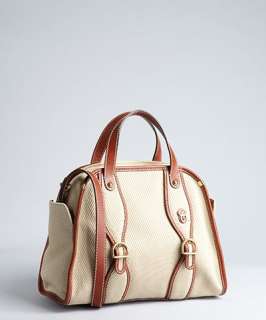 Chloe natural ribbed canvas with leather trim satchel