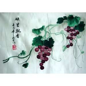  Chinese Hunan Hand Silk Embroidery Grapes 