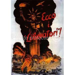  Vintage Italian WW2 Propaganda Poster Ecco I Liberatori 