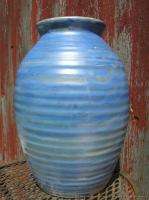 Moorcroft 1930s Natural Vase Ribbed Blue Silver 11h  