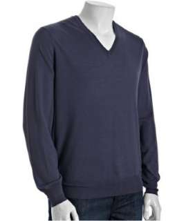Brunello Cucinelli purple wool silk v neck sweater   
