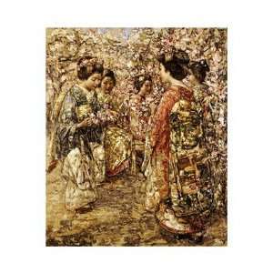 Five Japanese Girls Among Blossoming Trees by Edward Atkinson Hornel 
