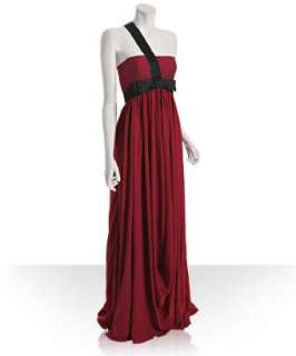 Robert Rodriguez Black Label red chiffon pleated Grace one shoulder 