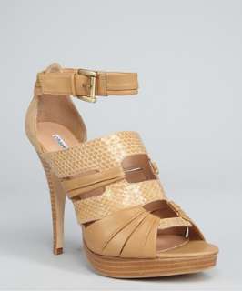 Charles David warm honey snake embossed leather Marianne strappy 