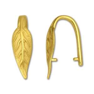  Gold Plated Pewter Leaf Pinch Bail Arts, Crafts & Sewing