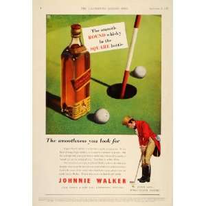  1955 Ad Johnnie Walker Red Scotch Whisky Golf Ball Hole 