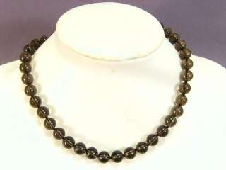 Necklace Smokey Quartz 10mm Round Beads  