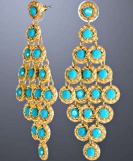 Kenneth Jay Lane turquoise resin stone chandelier earrings   